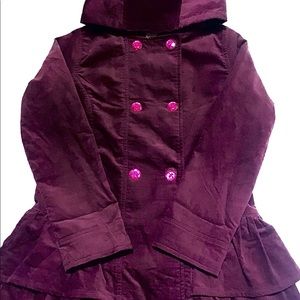 Gymboree Velvet Double Breasted Ruffled Coat 10-12